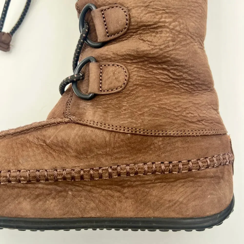 FitFlop Mukluk Moc 2 Boots Womens 8 Brown Leather Shearling Lined Tall Winter